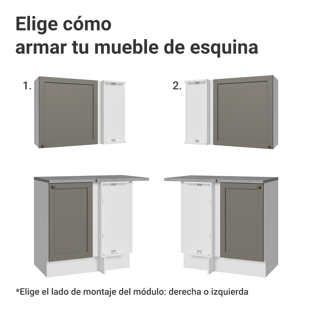 Cocina Integral Esquinera 399 cm Blanco/Gris Vik Madesa 02