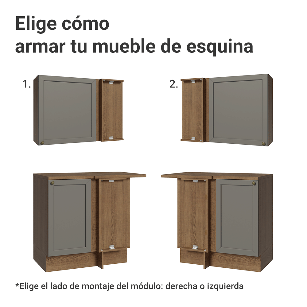 Cocina Integral Esquinera 399 cm Marrón/Gris Vik Madesa 02