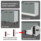 Kit Gabinete Bajo 2 Puertas y Vitrina 70 cm Blanco/Gris Agata Madesa