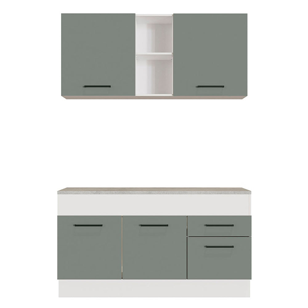 Cocina Compacta 150 x 52 cm 4 Puertas 2 Cajones Blanco/Gris Agata Madesa 01