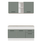 Cocina Compacta 150 x 52 cm 4 Puertas 2 Cajones Blanco/Gris Agata Madesa 01