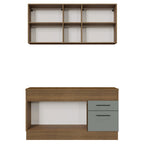 Cocina Compacta 150 x 52 cm 4 Puertas 2 Cajones Marrón/Gris Agata Madesa 01