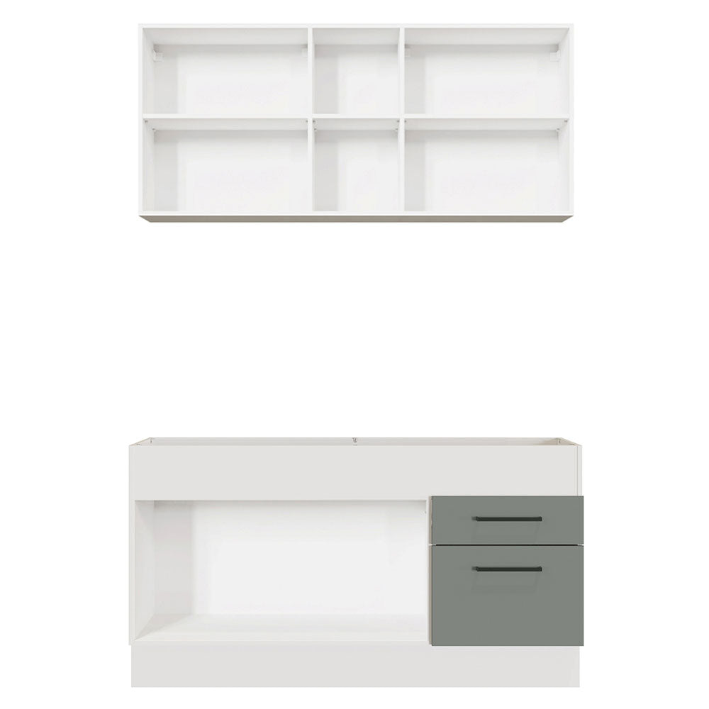 Cocina Compacta 150 x 52 cm 4 Puertas 2 Cajones Blanco/Gris Agata Madesa 02