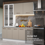 Cocina Compacta 190 cm Con Vitrina Blanco/Crema Agata Madesa