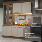 Cocina Compacta 190 cm Con Vitrina Marrón/Crema Agata Madesa