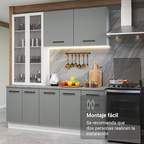 Cocina Compacta 190 cm Con Vitrina Blanco/Gris Agata Madesa