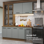 Cocina Compacta 190 cm Con Vitrina Marrón/Gris Agata Madesa