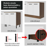 Mueble de Cocina 200cm Con Tarja Agata Marrón/Blanco