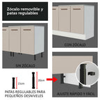 Cocina Compacta 240 cm Con Fregadero y Accesorios de Cocina Blanco/Crema Agata Madesa