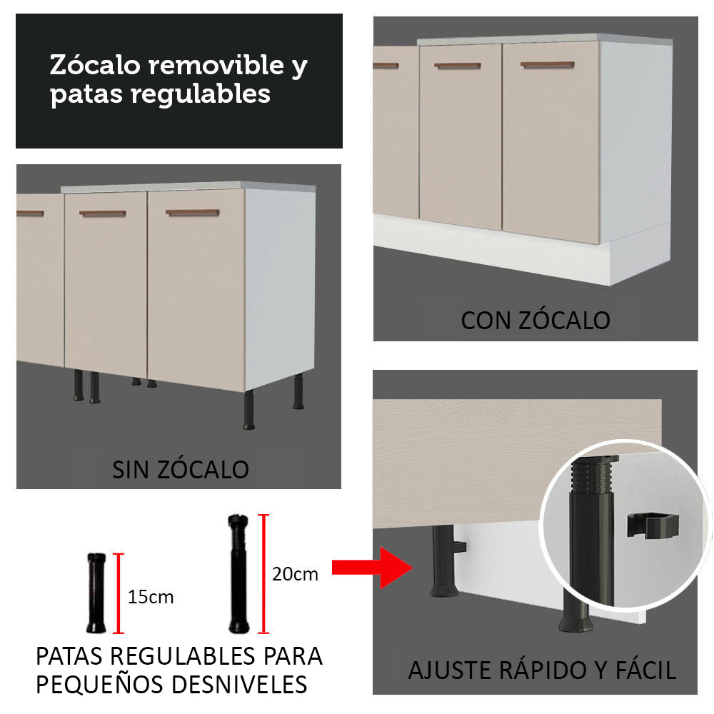 Cocina Integral 270cm Blanco/Crema Agata 01