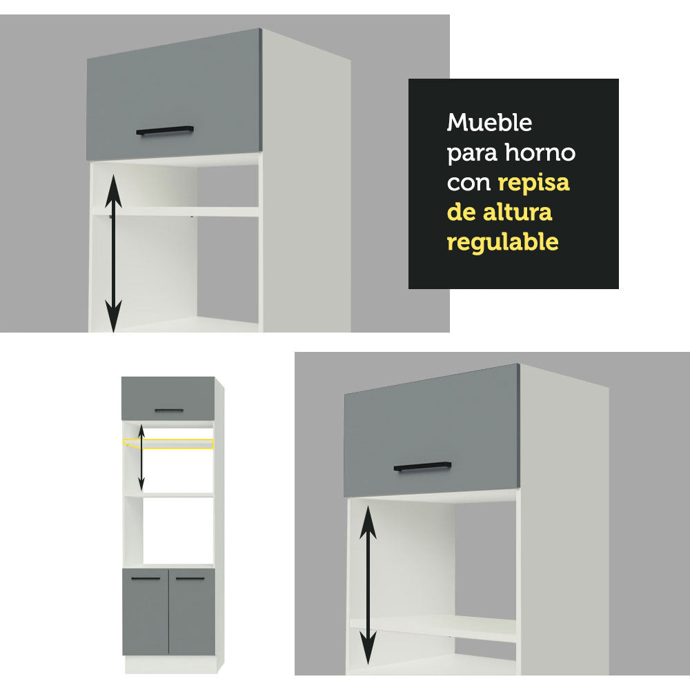 Cocina Integral 270cm Blanco/Gris Agata 02