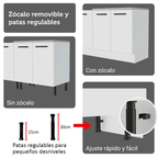 Cocina Integral 270 x 52 cm 9 Puertas 3 Cajones Blanco Agata Madesa