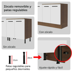 Cocina Integral 270 x 52 cm 9 Puertas 3 Cajones Marrón/Blanco Agata Madesa