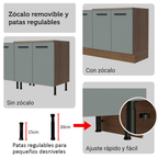 Cocina Integral 270 x 52 cm 9 Puertas 3 Cajones Marrón/Gris Agata Madesa