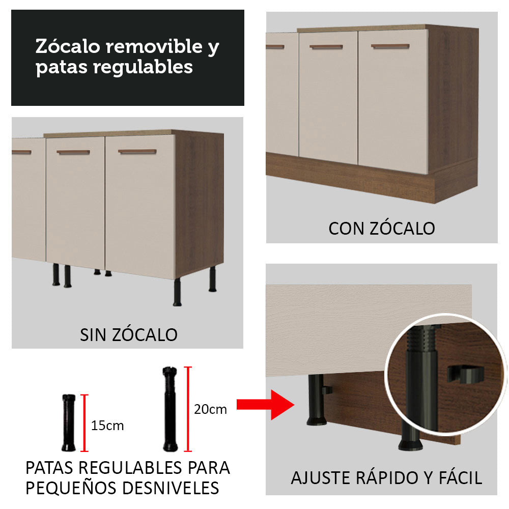 Cocina Integral 330cm Marrón/Crema Agata 01