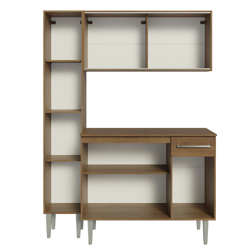 Cocina Compacta 137cm sin Fregadero Marrón Emilly 06