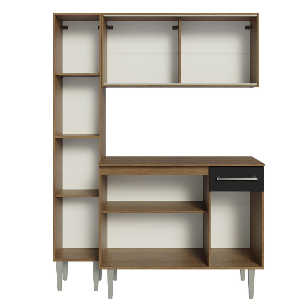 Cocina Compacta 137cm sin Fregadero Marrón/Negro Emilly 06