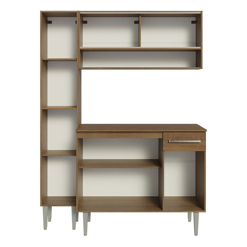 Cocina Compacta 137cm sin Fregadero Marrón Emilly 09