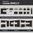 Cocina Compacta 165 cm 5 Puertas 1 Cajón Con Fregadero Marrón/Negro Emilly Madesa 09