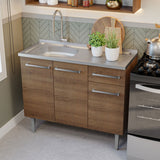 Cocina Integral 165cm con Tarja Marrón/Gris Emilly 09