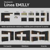 Cocina Compacta 169cm con Fregadero Marrón/Negro Emilly 11