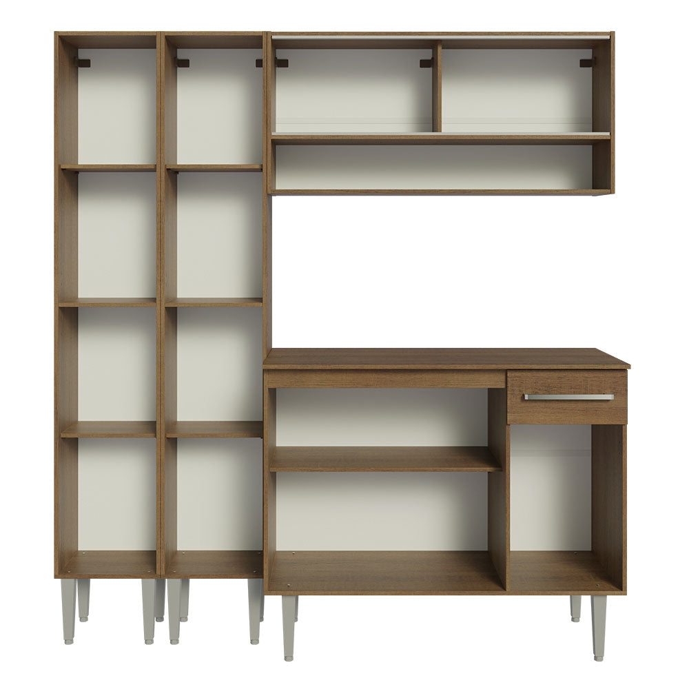 Cocina Compacta 169cm sin Fregadero Marrón Emilly 13