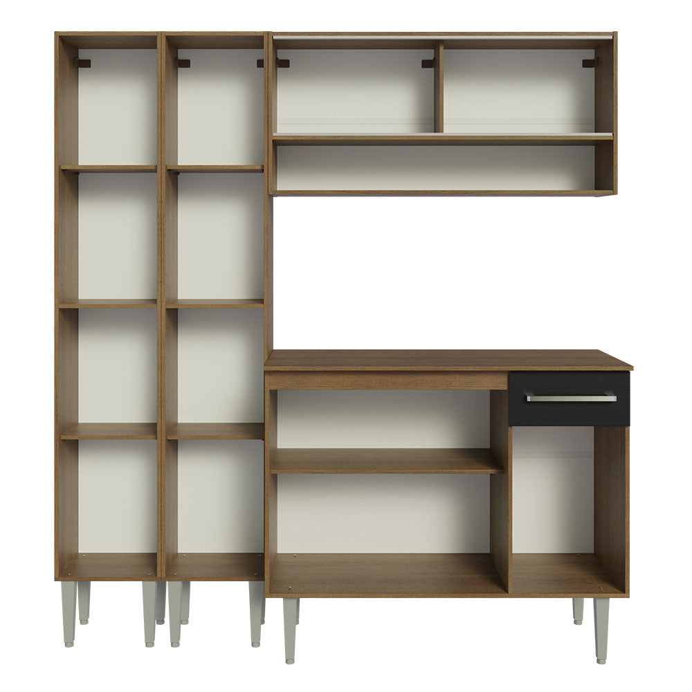 Cocina Compacta 169 cm Marrón/Negro Emilly Madesa