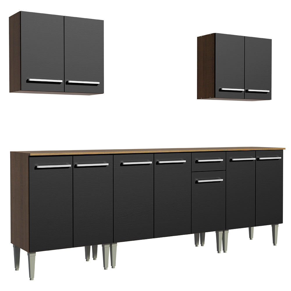 Cocina Integral 233cm Marrón/Negro Emilly King 01