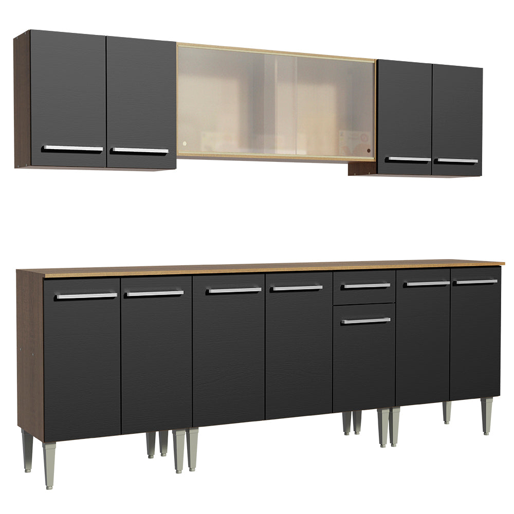 Cocina Integral 233cm Marrón/Negro Emilly Wind 02
