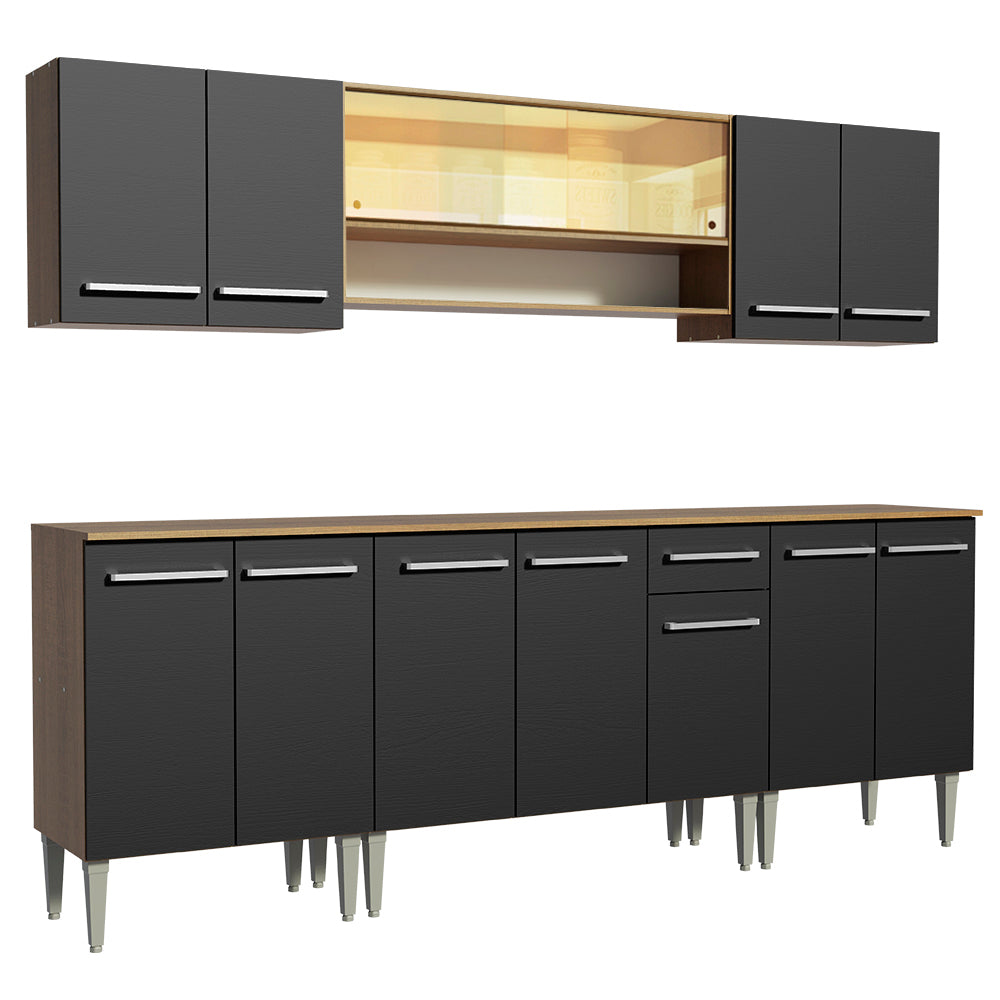 Cocina Integral 233cm Marrón/Negro Emilly Smile 04