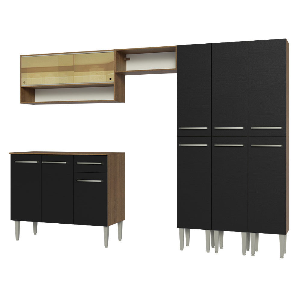 Cocina Integral 261cm Marrón/Negro Emilly 08