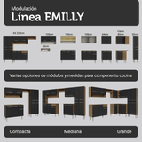 Cocina Integral 293cm con Fregadero Marrón/Negro Emilly 09