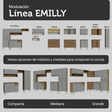 Cocina Integral 293cm con Fregadero Marrón/Gris Emilly 09