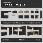 Cocina Integral 293 cm Marrón/Negro Emilly Madesa