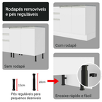 Kit Gabinete Bajo 2 Puertas y Vitrina 70 cm Blanco Glamy Madesa
