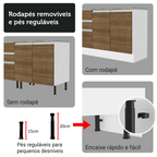 Kit Gabinete Bajo 2 Puertas y Vitrina Blanco/Marrón Glamy Madesa