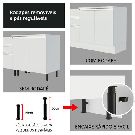 Cocina Compacta 180cm Blanco Glamy Madesa 08