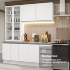 Cocina Compacta 190 cm Con Vitrina Blanco Glamy Madesa