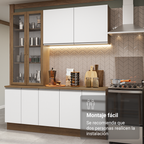 Cocina Compacta 190 cm Con Vitrina Marrón/Blanco Glamy Madesa
