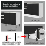 Cocina Integral 240cm Blanco/Negro Glamy 03