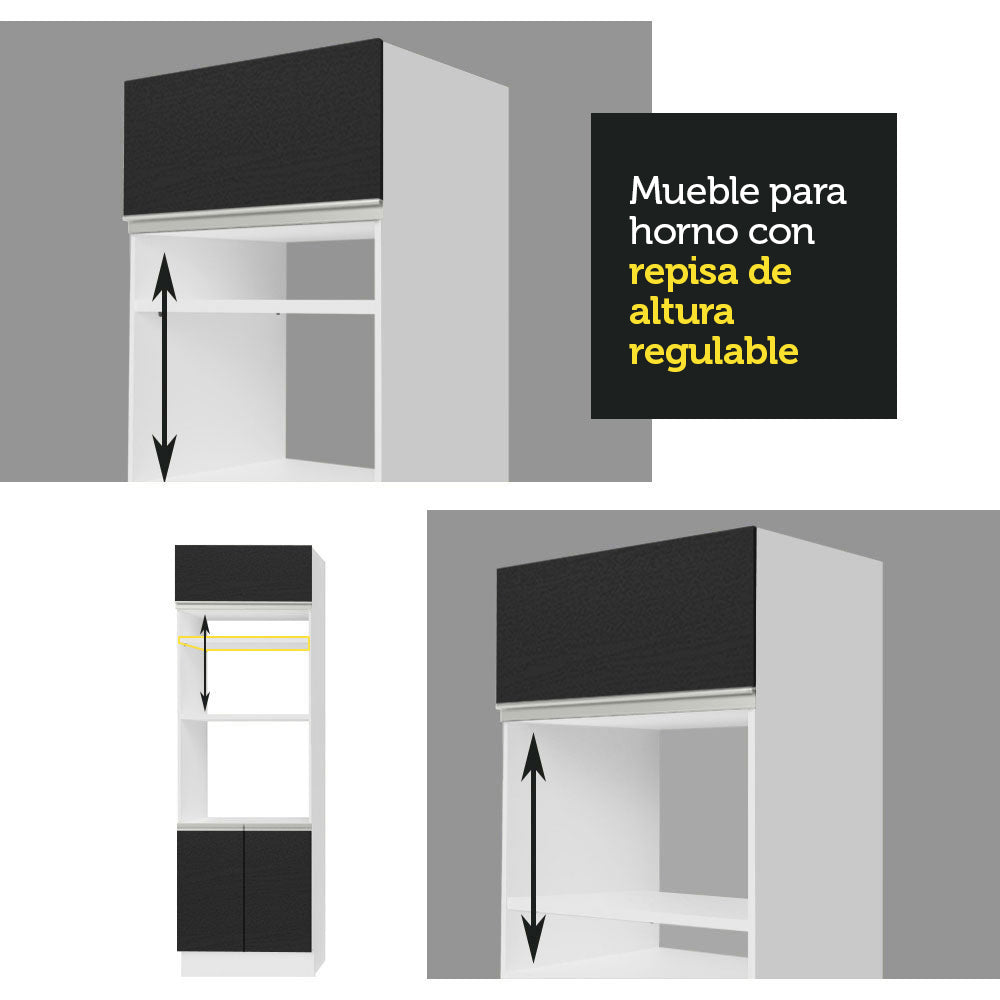 Cocina Integral 270cm Blanco/Negro/Marrón Glamy 09