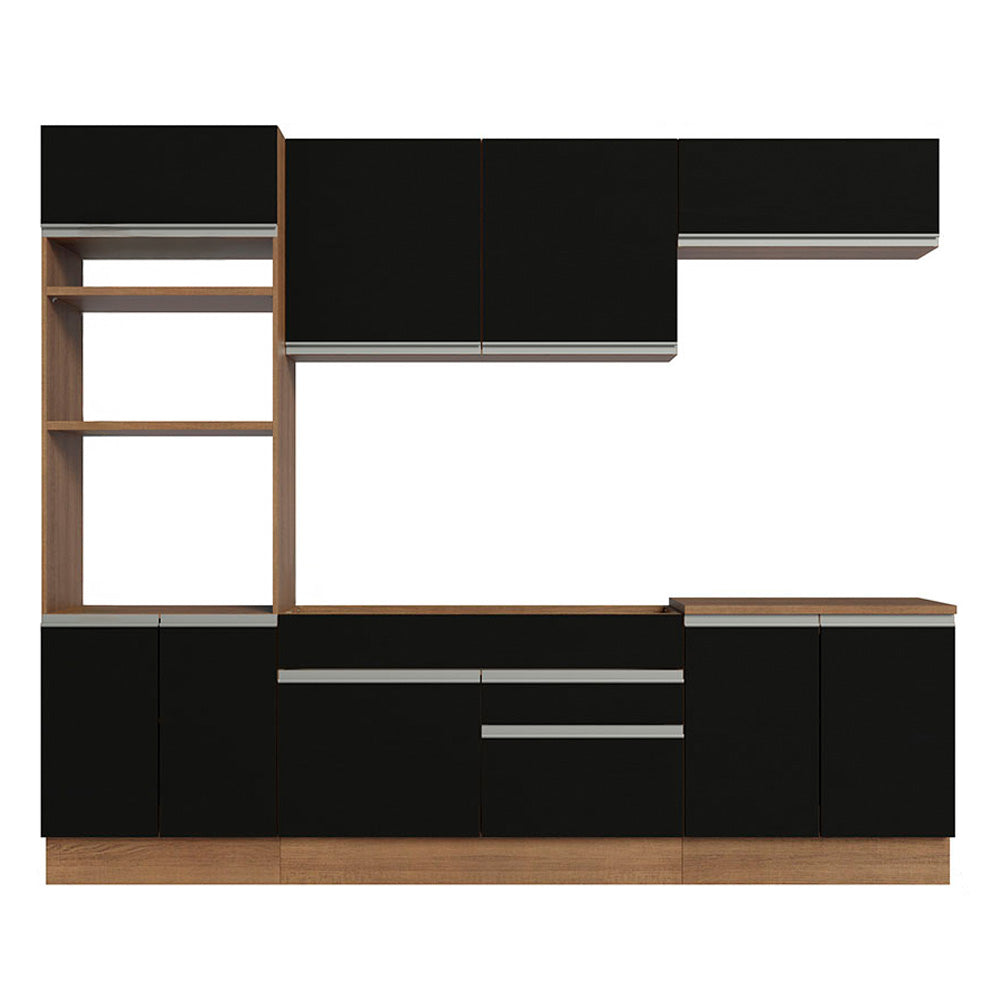 Cocina Integral 270 cm Con Mueble para Horno Marrón/Negro Glamy Madesa