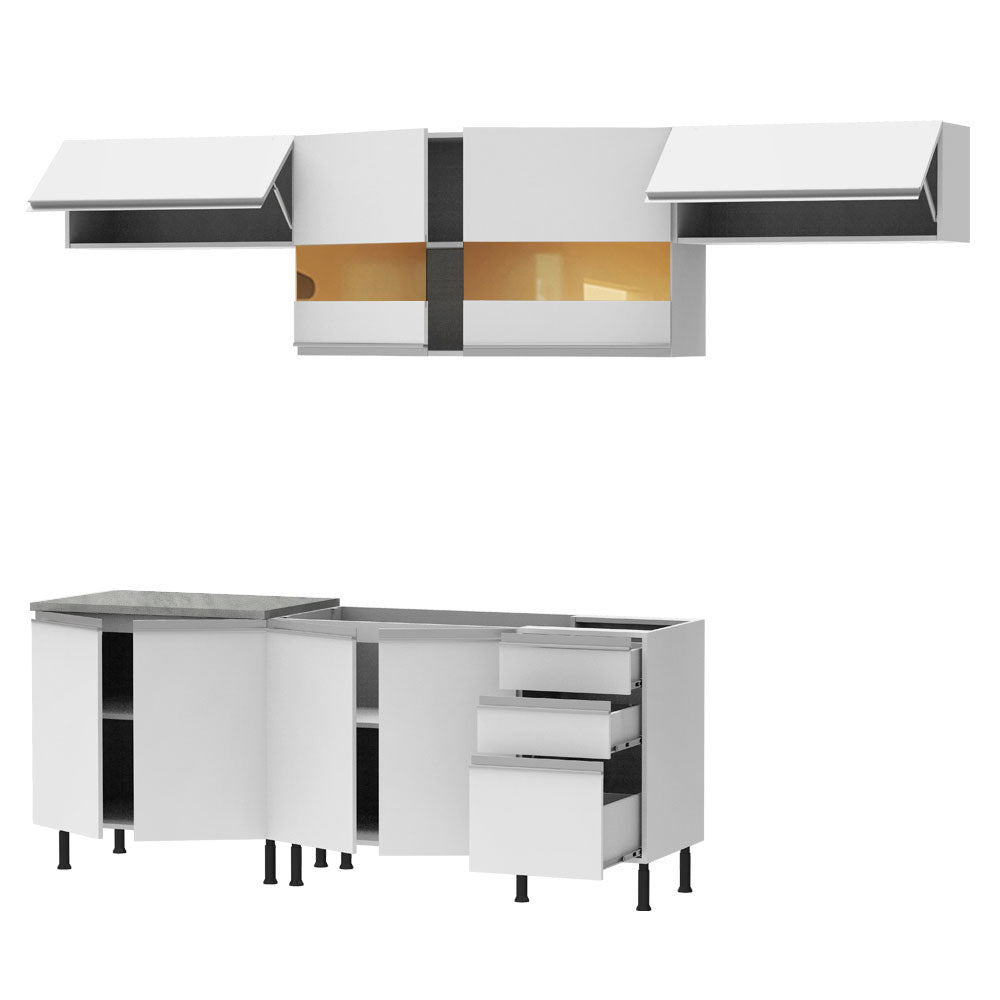 Cocina Integral 280cm Blanco Glamy 02SR
