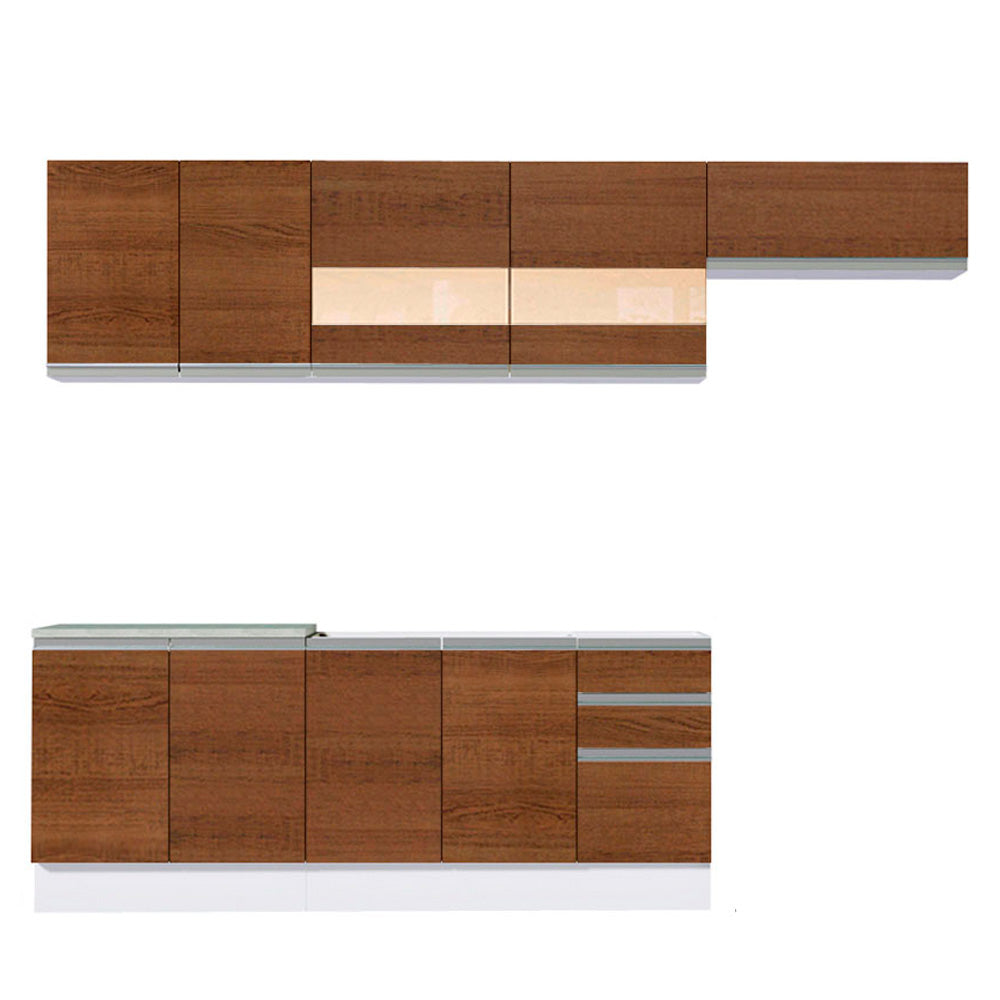 Cocina Integral 280cm Blanco/Marrón Glamy 03