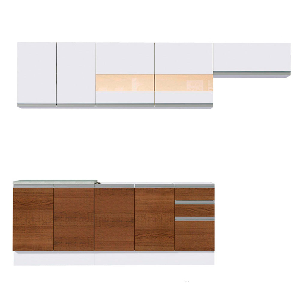 Cocina Integral 280cm Blanco/Marrón/Blanco Glamy 03