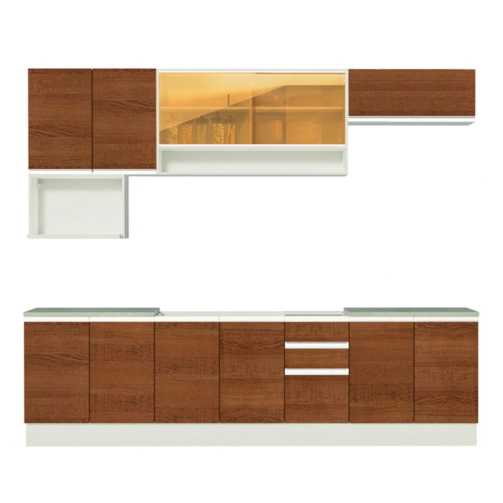 Cocina Integral 280cm Blanco/Marrón Glamy 04