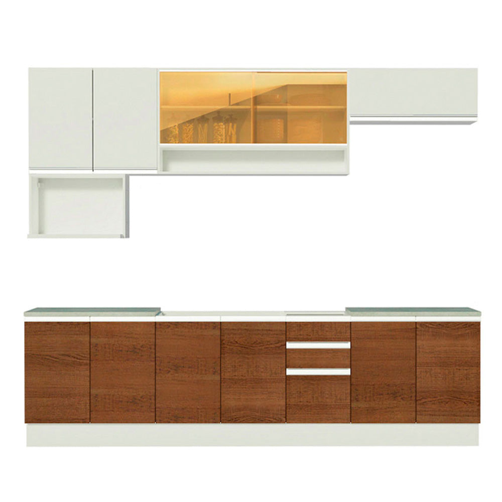 Cocina Integral 280cm Blanco/Marrón/Blanco Glamy 04