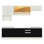 Cocina Integral 280 cm Blanco/Negro Glamy Madesa