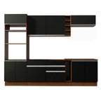 Cocina Integral 290 x 52 cm 9 Puertas 2 Cajones Con Mueble para Horno Marrón/Negro Glamy Madesa 02