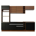 Cocina Integral 290 x 52 cm 9 Puertas 2 Cajones Con Mueble para Horno Marrón/Negro Glamy Madesa 07